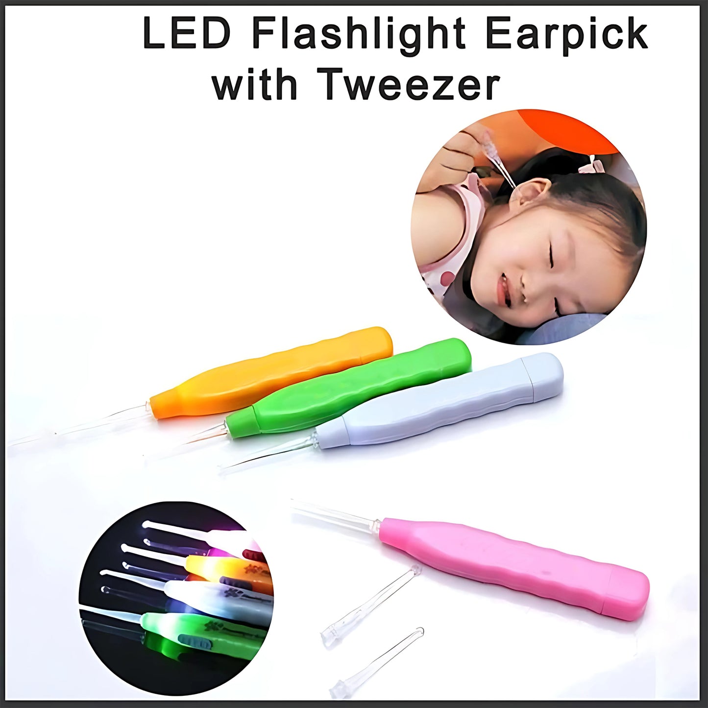 LED Flashlight Earpick with Tweezer (1 Pc)