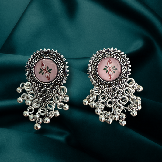 Pink Floral Jhumkas