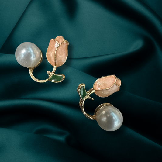 Rose Bloom Pearl Earrings