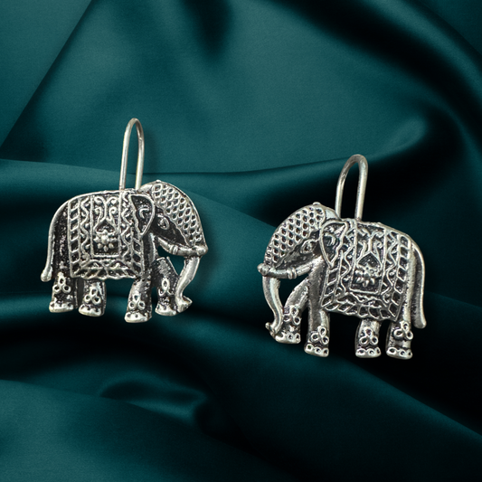 Antique Silver Elephant Earrings