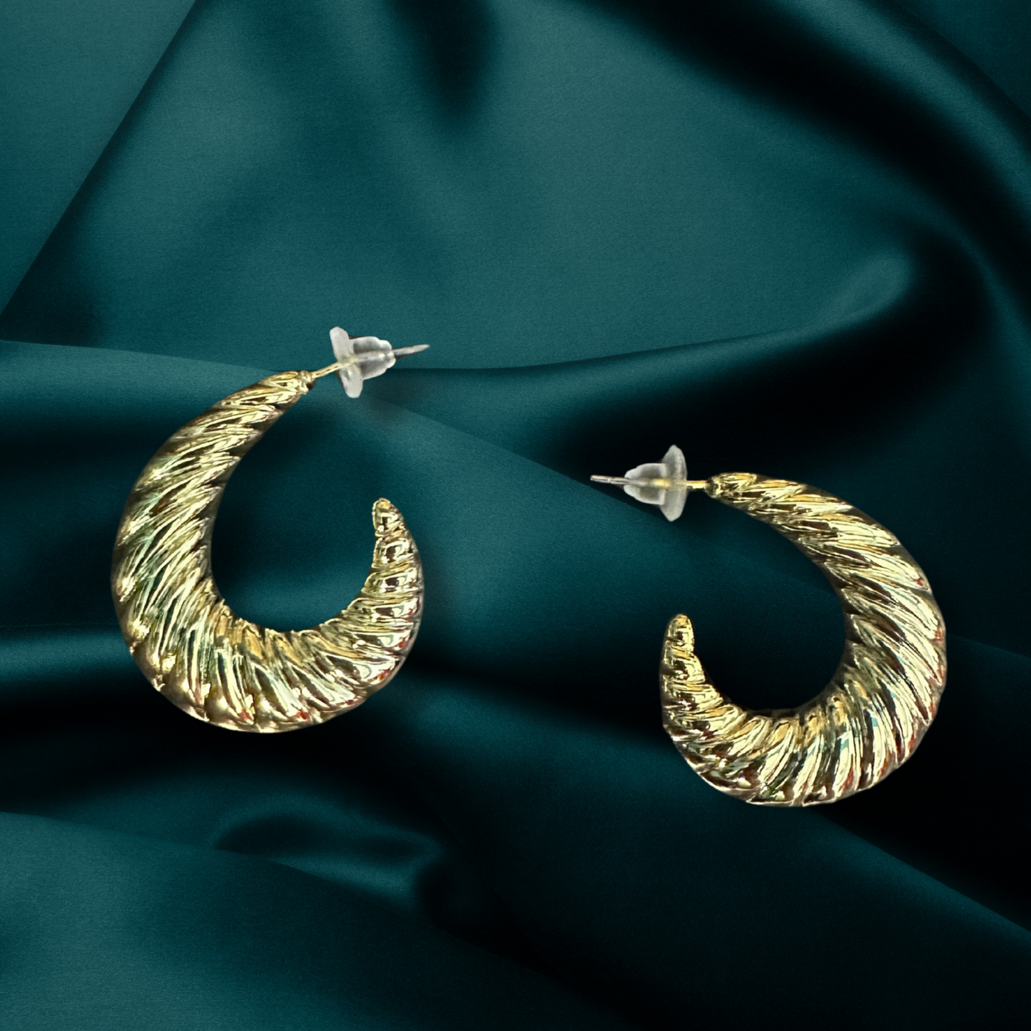 Golden Twisted Crescent Hoops – Modern Chic