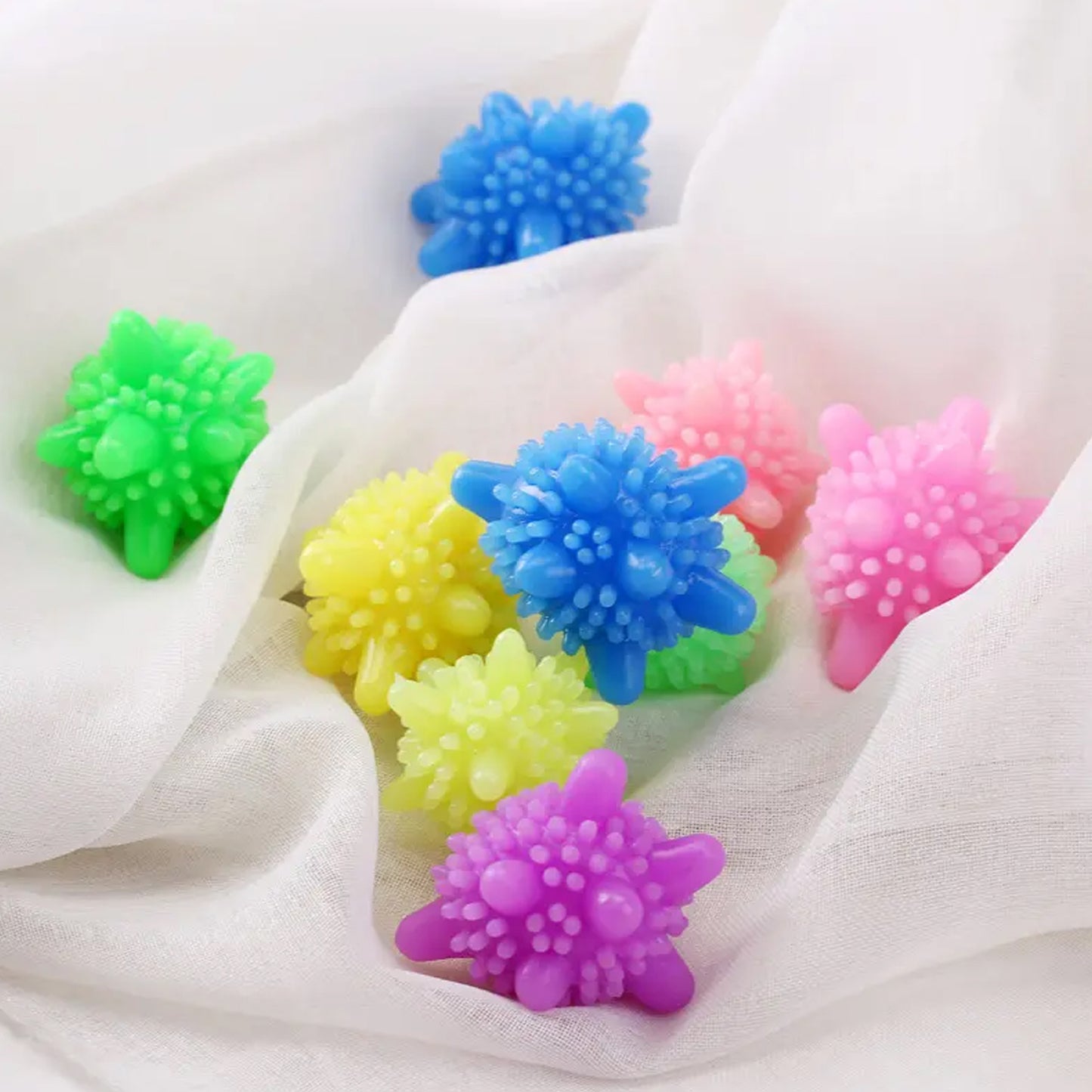 Soft Star Washing Machine & Laundry Dryer Balls | Anti-Tangle, Anti-Fur, Fabric Softener Alternative  (10 Pcs / Multi-Color)
