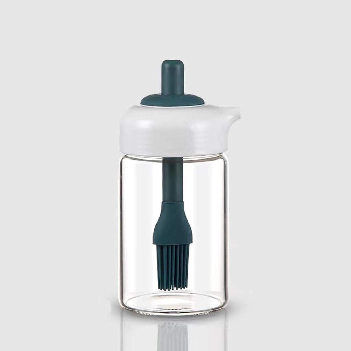 2-in-1 Borosilicate Glass Oil Jar with Silicone Brush | Leakproof Oil Dispenser Bottle