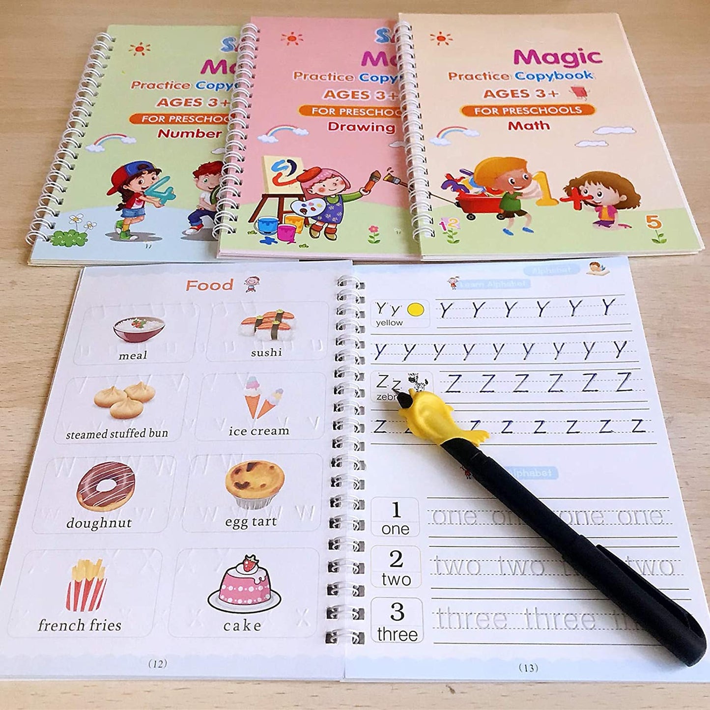 Magic Copybook Set (4 Books + 10 Refills + Pen Case + Pen Holder)