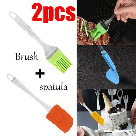 2-in-1 Silicone Spatula &amp; Big Pastry Brush Set – Heat-Resistant Bakeware Combo