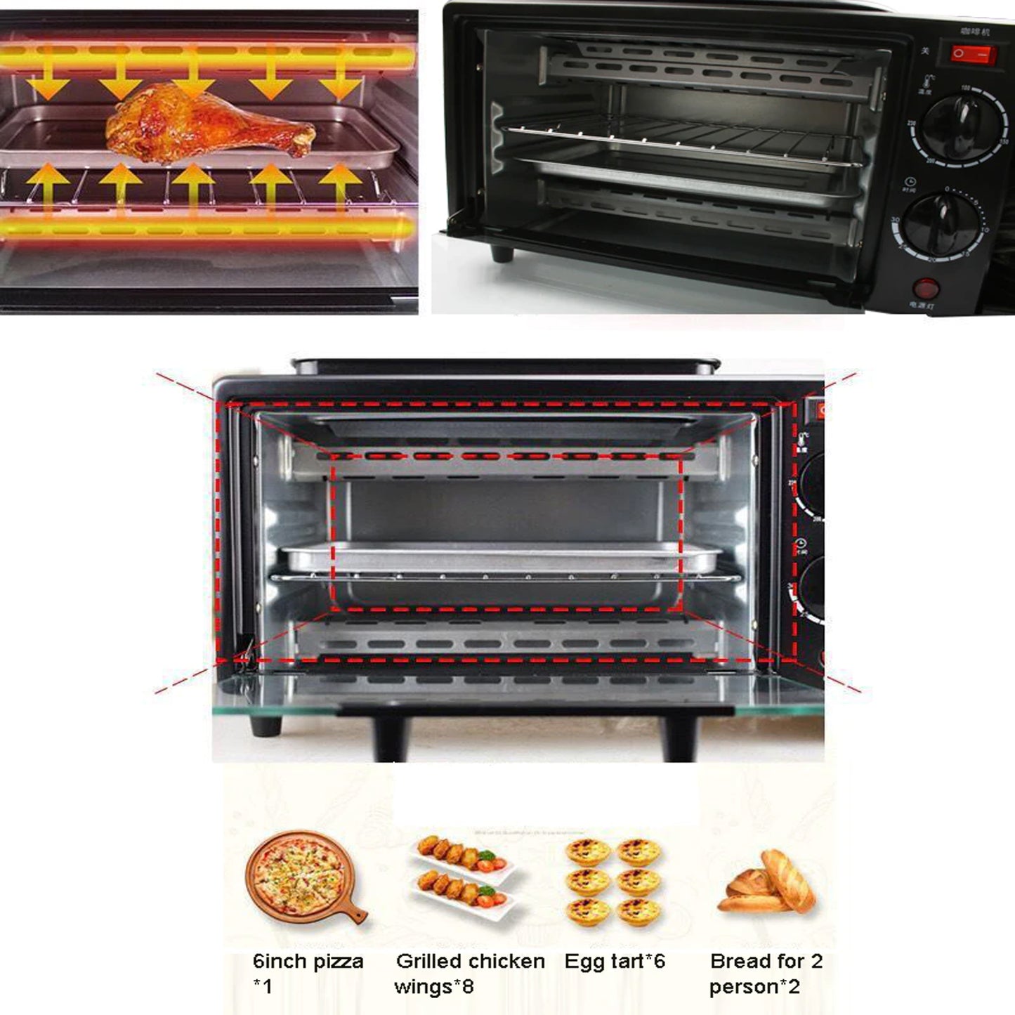 3-in-1 Breakfast Maker – Toaster Oven + Grill + Coffee Maker Combo