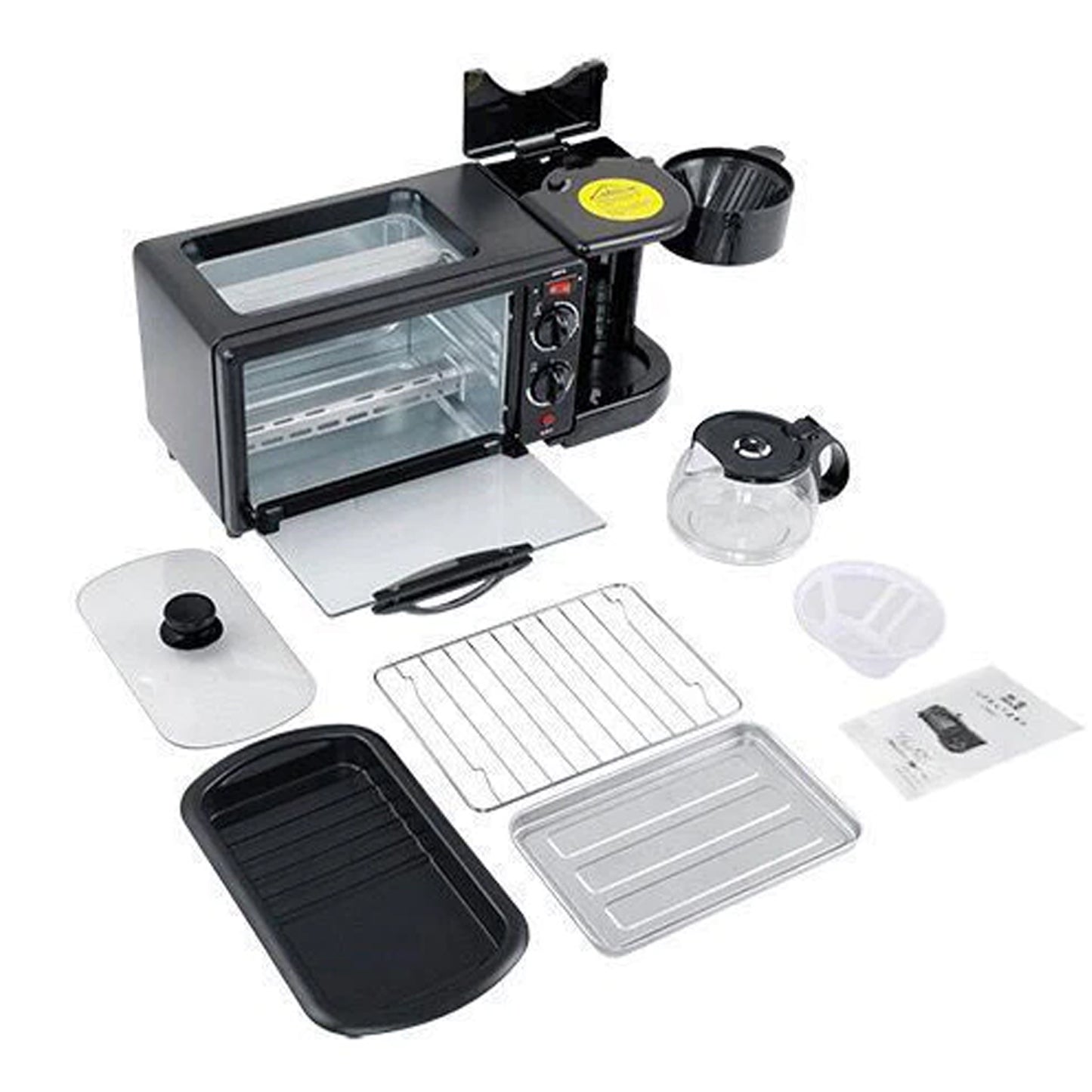 3-in-1 Breakfast Maker – Toaster Oven + Grill + Coffee Maker Combo